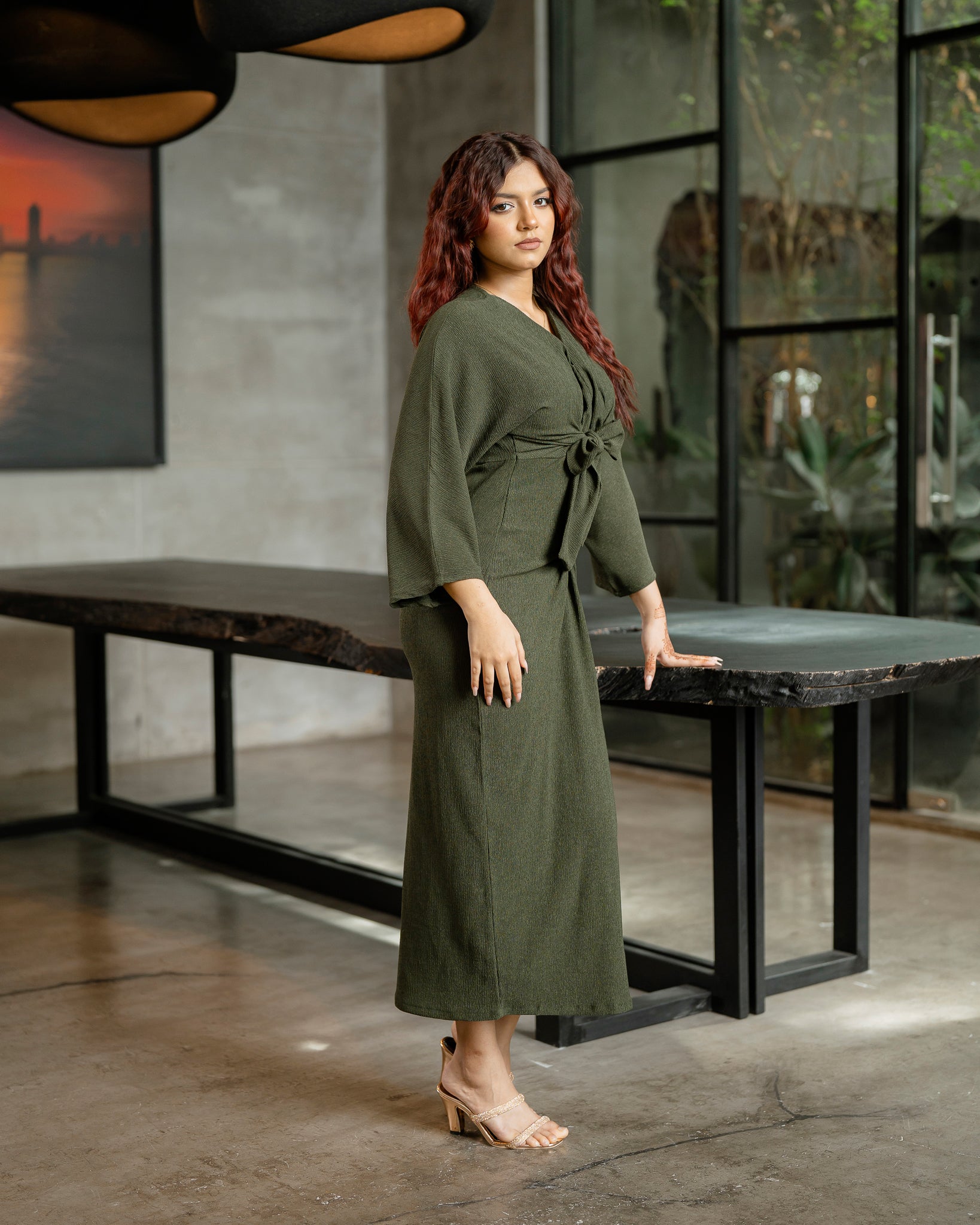 Front Tie Up Long Dress