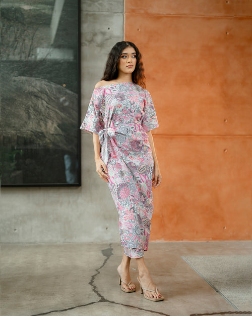 Drop Shoulder Front Knot Dress