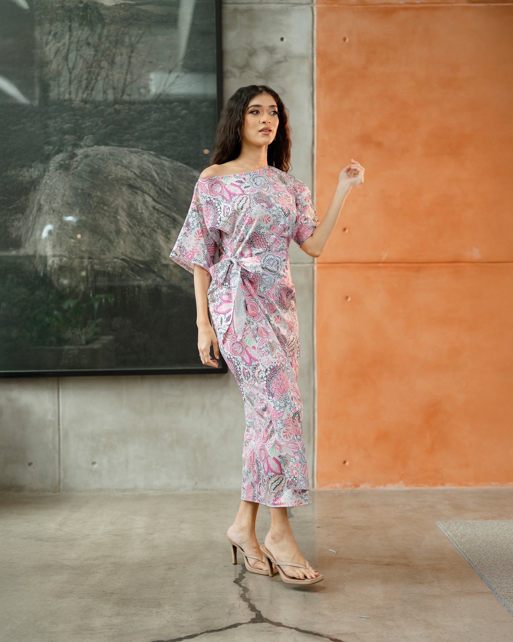 Drop Shoulder Front Knot Dress