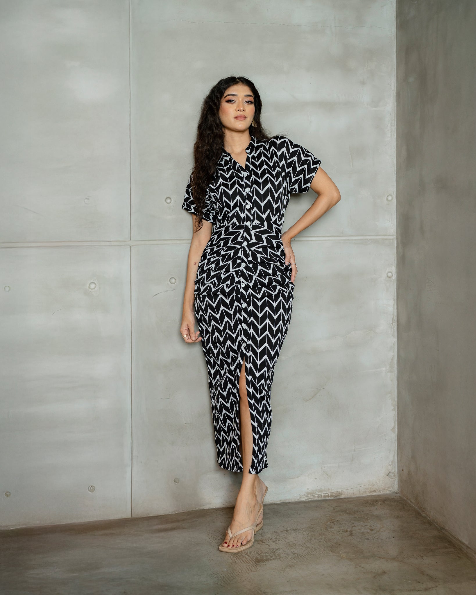 Front Placket Button Down Dress