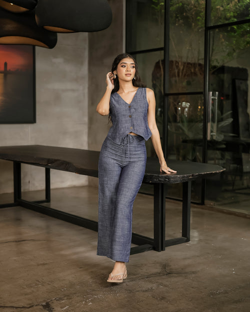 Button Waistcoat & Waist frontgathered pants