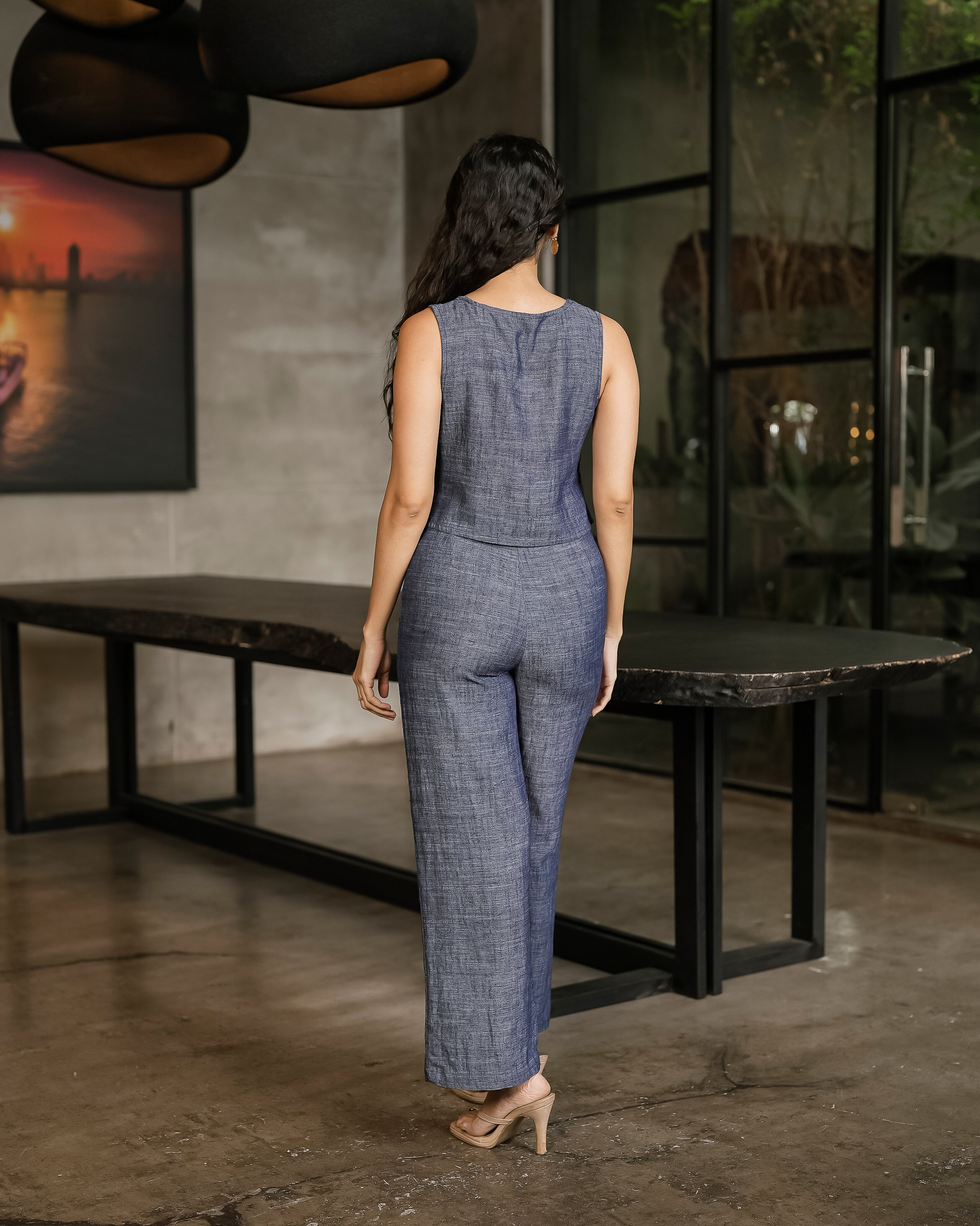 Button Waistcoat & Waist frontgathered pants